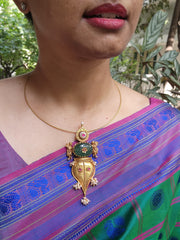 Antique gold polish pendant with hasli-Silver Neckpiece-CI-House of Taamara