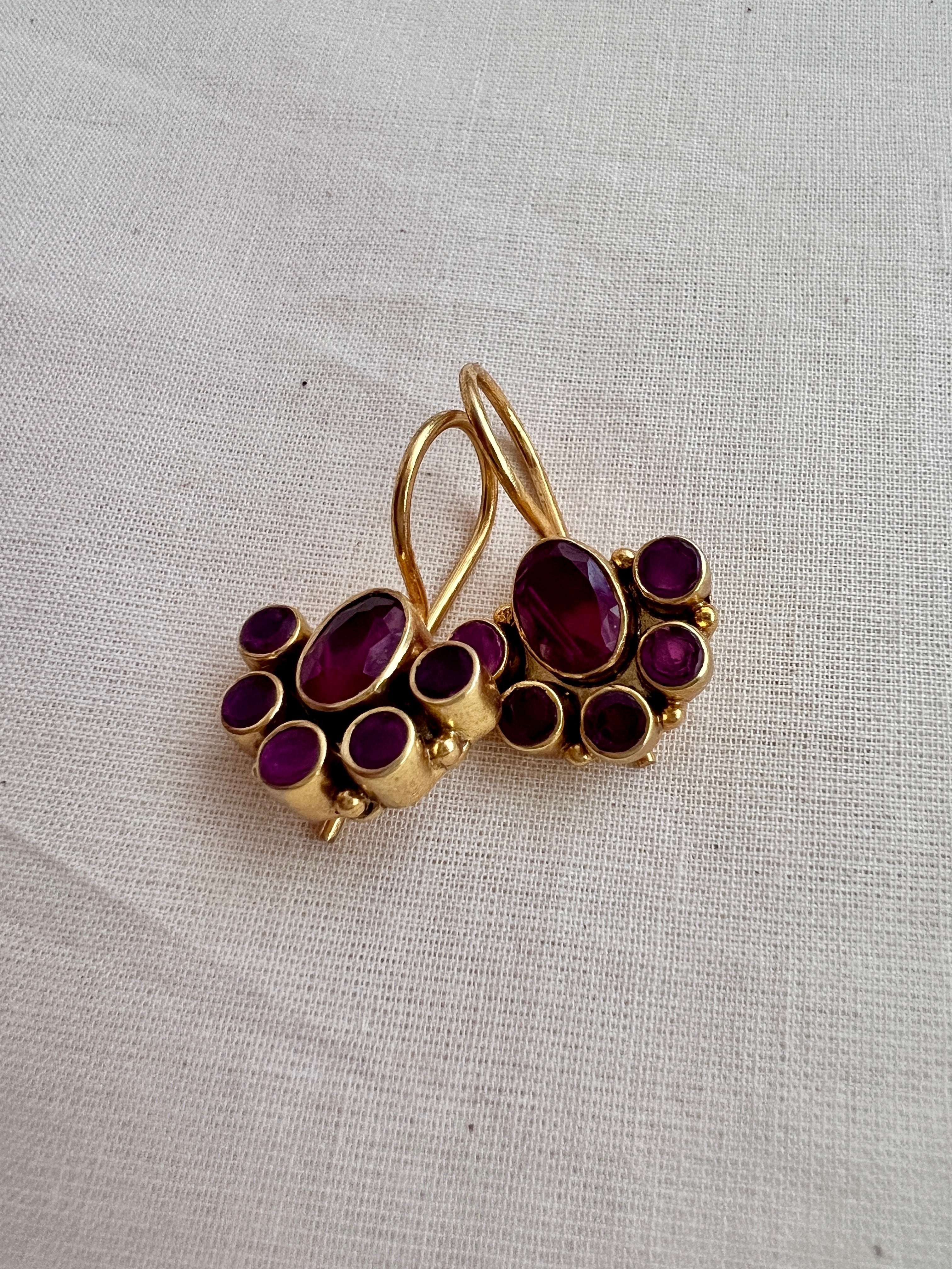 Antique gold polish ruby hangings-Earrings-CI-House of Taamara