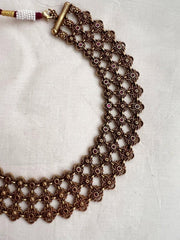Antique gold polish ruby necklace-Silver Neckpiece-CI-House of Taamara