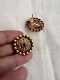 Antique gold polish ruby studs-Earrings-CI-House of Taamara