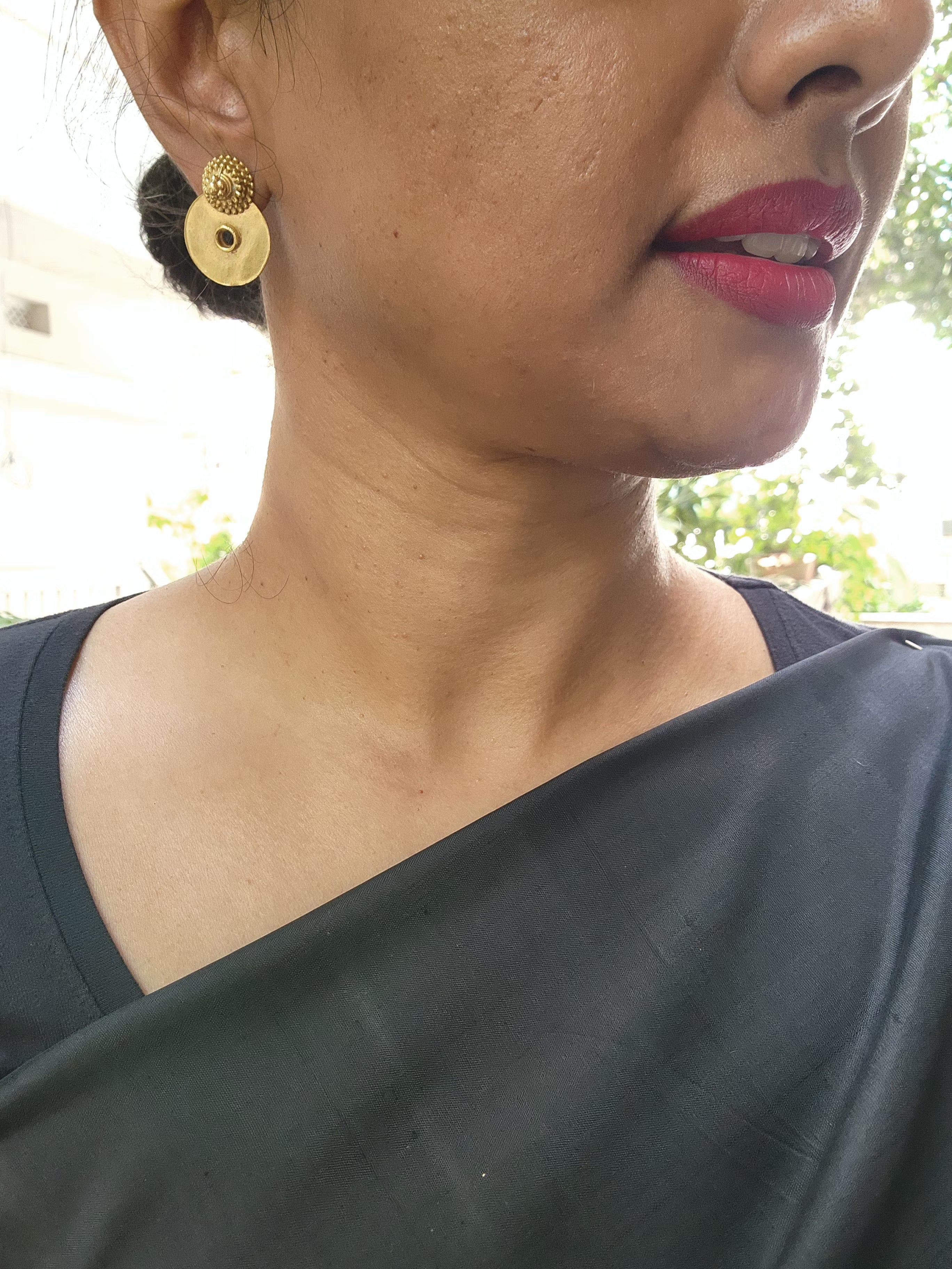 Antique gold polish studs-Earrings-CI-House of Taamara
