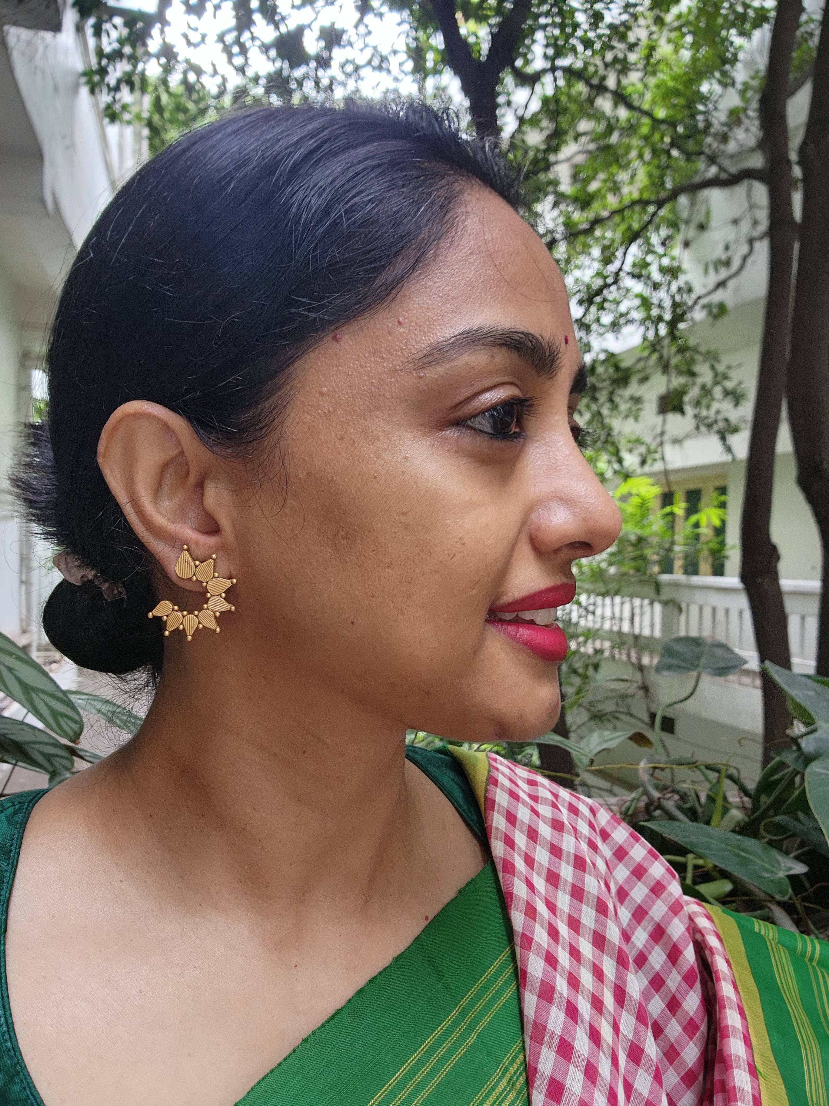 Antique gold polish studs-Earrings-CI-House of Taamara