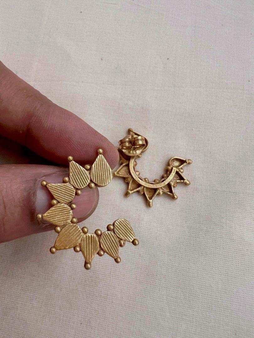Antique gold polish studs-Earrings-CI-House of Taamara