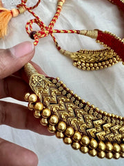 Antique gold polish thussi-Silver Neckpiece-CI-House of Taamara