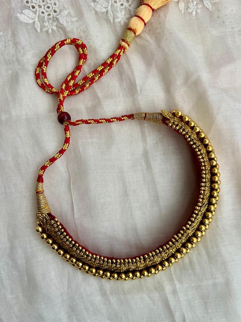 Antique gold polish thussi-Silver Neckpiece-CI-House of Taamara