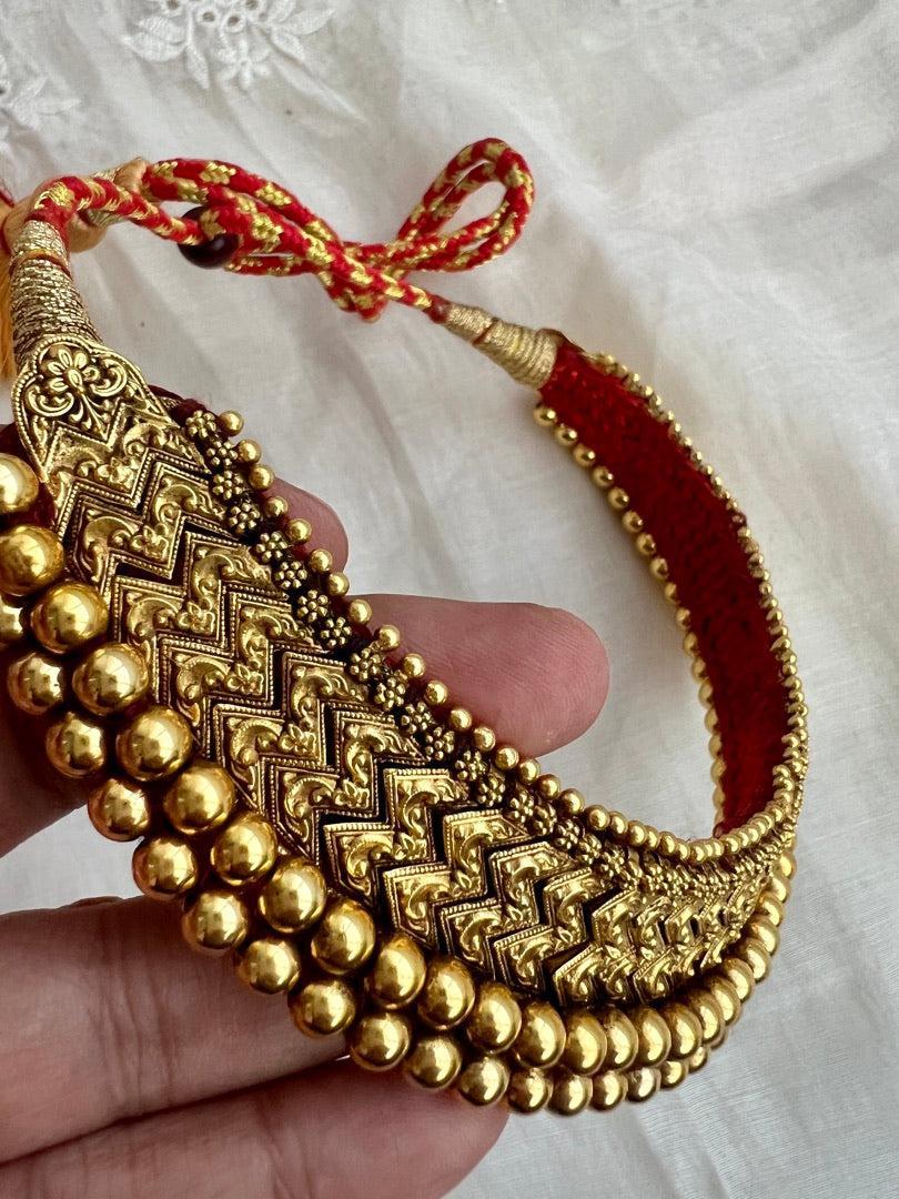 Antique gold polish thussi-Silver Neckpiece-CI-House of Taamara
