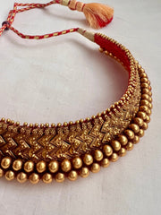 Antique gold polish thussi necklace-Silver Neckpiece-CI-House of Taamara