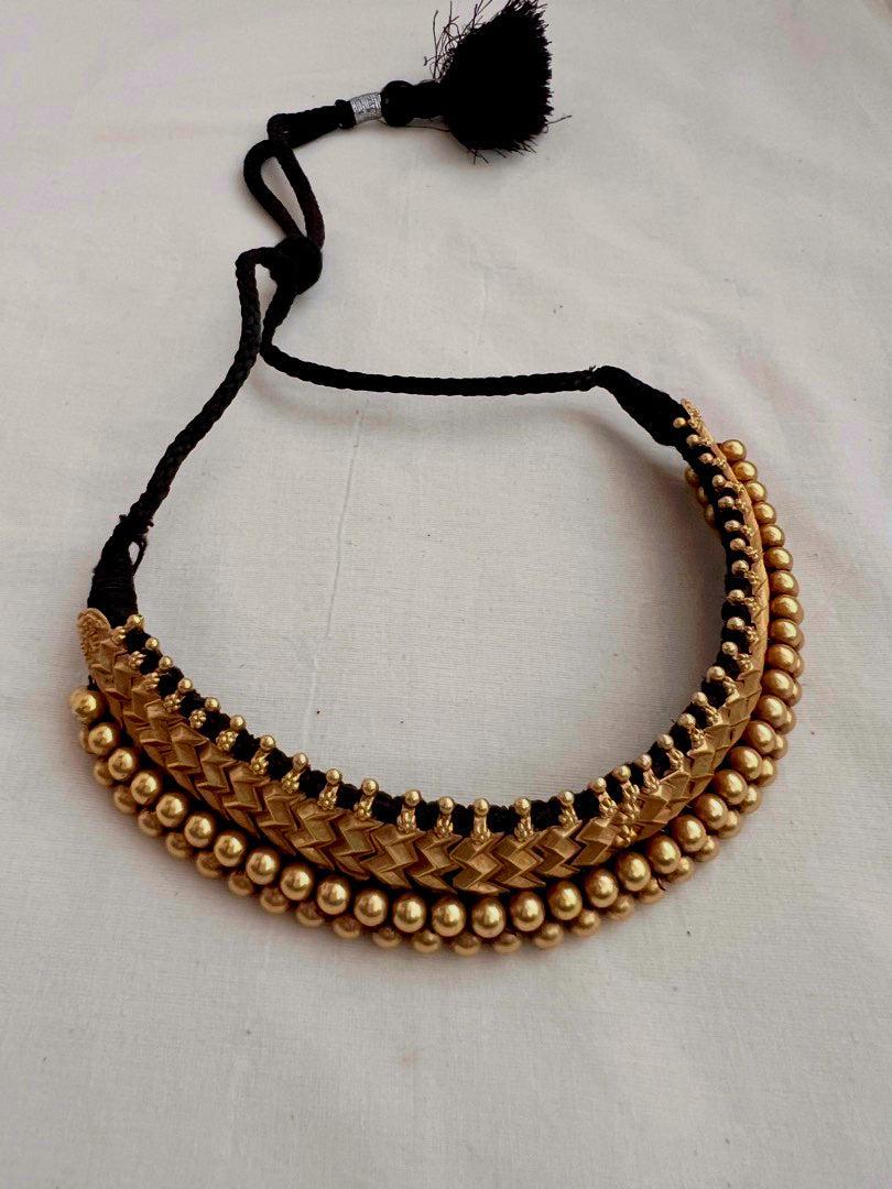 Antique gold polish thussi necklace-Silver Neckpiece-CI-House of Taamara