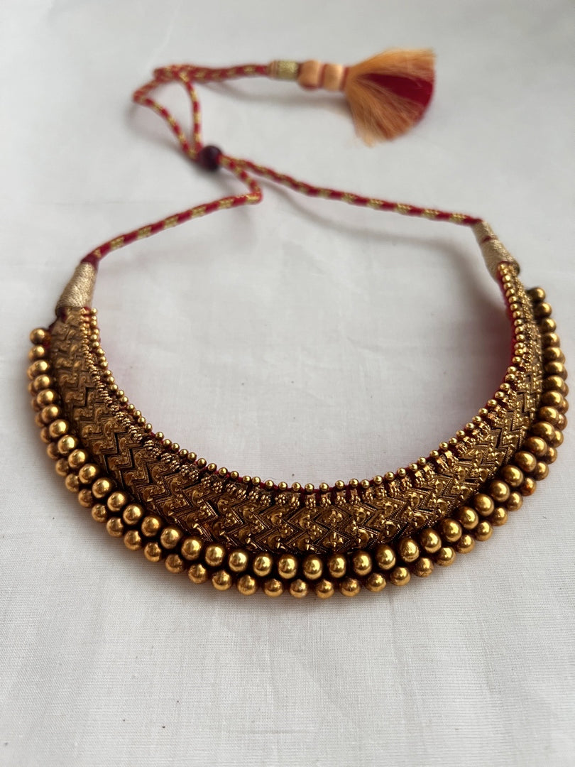 Antique gold polish thussi necklace-Silver Neckpiece-CI-House of Taamara