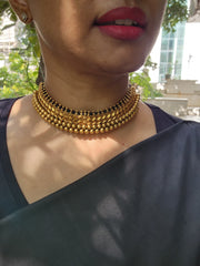 Antique gold polish thussi necklace-Silver Neckpiece-CI-House of Taamara