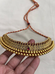 Antique gold polish traditional thussi choker-Silver Neckpiece-CI-House of Taamara