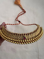 Antique gold polish traditional thussi choker-Silver Neckpiece-CI-House of Taamara