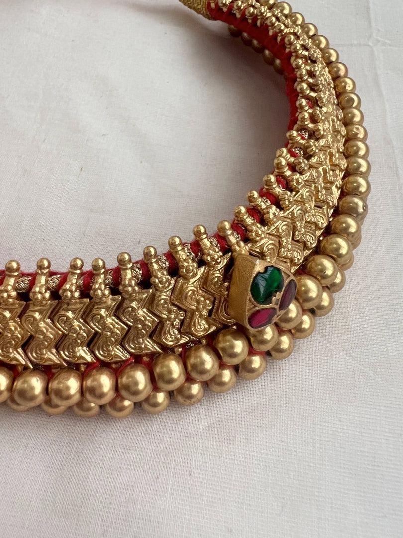 Antique gold polish traditional thussi choker necklace-Silver Neckpiece-CI-House of Taamara