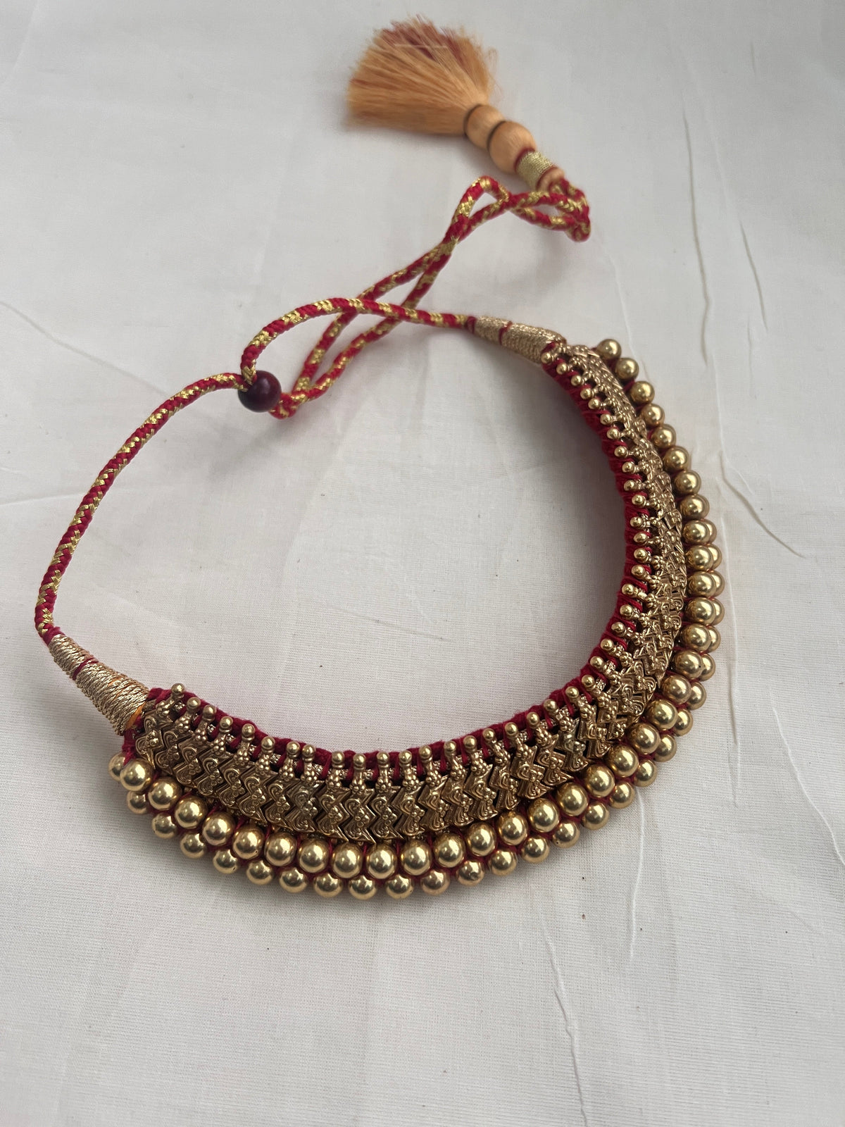 Antique gold polish traditional thussi choker necklace-Silver Neckpiece-CI-House of Taamara