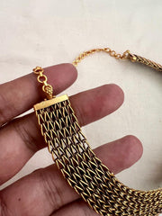 Antique gold polish turquoise stone necklace-Silver Neckpiece-CI-House of Taamara