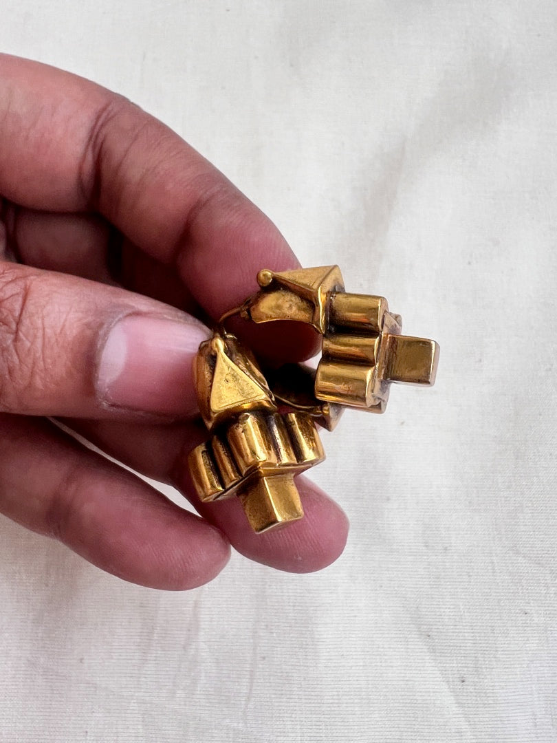 Antique gold polish vintage style thandatti earrings-Earrings-CI-House of Taamara