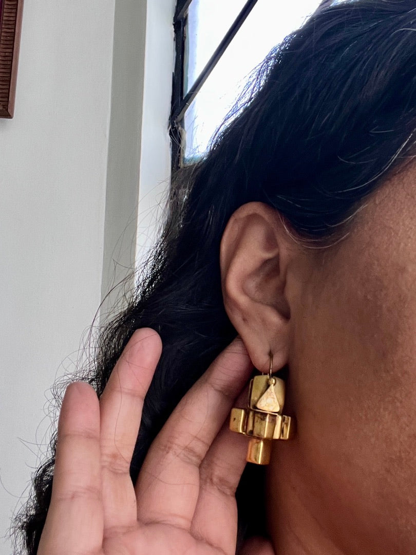 Antique gold polish vintage style thandatti earrings-Earrings-CI-House of Taamara