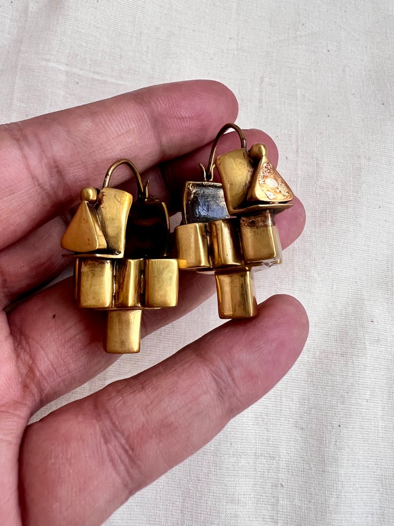 Antique gold polish vintage style thandatti earrings-Earrings-CI-House of Taamara