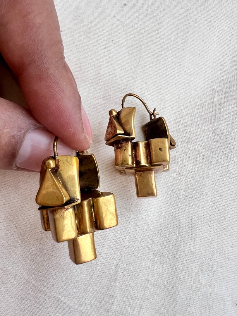 Antique gold polish vintage style thandatti earrings-Earrings-CI-House of Taamara
