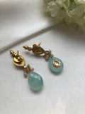 Antique polish earrings with aqua calcedony drops-Earrings-PL-House of Taamara