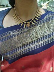 Antique polish motifs with pearls mala-Silver Neckpiece-PL-House of Taamara