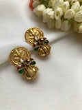 Antique polish peacock earrings with antique bead-Earrings-PL-House of Taamara