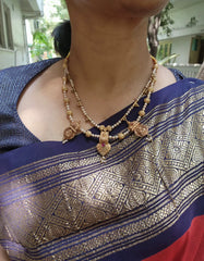 Antique style beads with pearls-Silver Neckpiece-PL-House of Taamara
