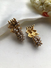 Antique style earrings with pearls bunch-Earrings-PL-House of Taamara