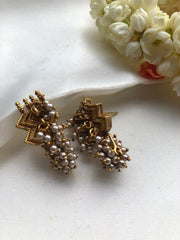 Antique style earrings with pearls bunch-Earrings-PL-House of Taamara