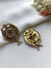 Antique style earrings with ruby centre-Earrings-PL-House of Taamara
