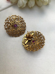 Antique style filigree studs with ruby-Earrings-PL-House of Taamara