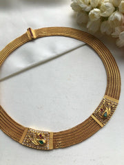 Antique style flat mesh peacock necklace-Silver Neckpiece-PL-House of Taamara