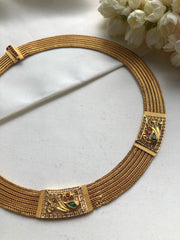 Antique style flat mesh peacock necklace-Silver Neckpiece-PL-House of Taamara