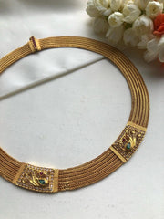 Antique style flat mesh peacock necklace-Silver Neckpiece-PL-House of Taamara