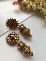 Antique style flower with gundu bead earrings-Earrings-PL-House of Taamara