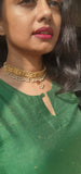 Antique style gold necklace with pearls bunch & kundan pendant-Silver Neckpiece-PL-House of Taamara