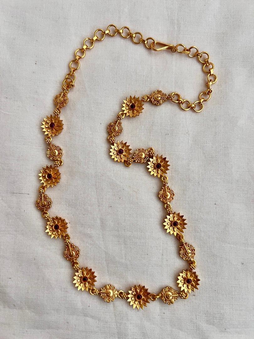 Antique style gold polish flower necklace-Silver Neckpiece-CI-House of Taamara