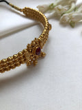 Antique style gundu necklace with ruby stone-Silver Neckpiece-PL-House of Taamara