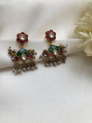 Antique style kundan earrings-Earrings-PL-House of Taamara