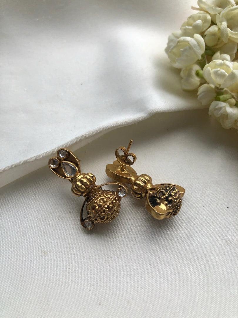 Antique style kundan earrings-Earrings-PL-House of Taamara