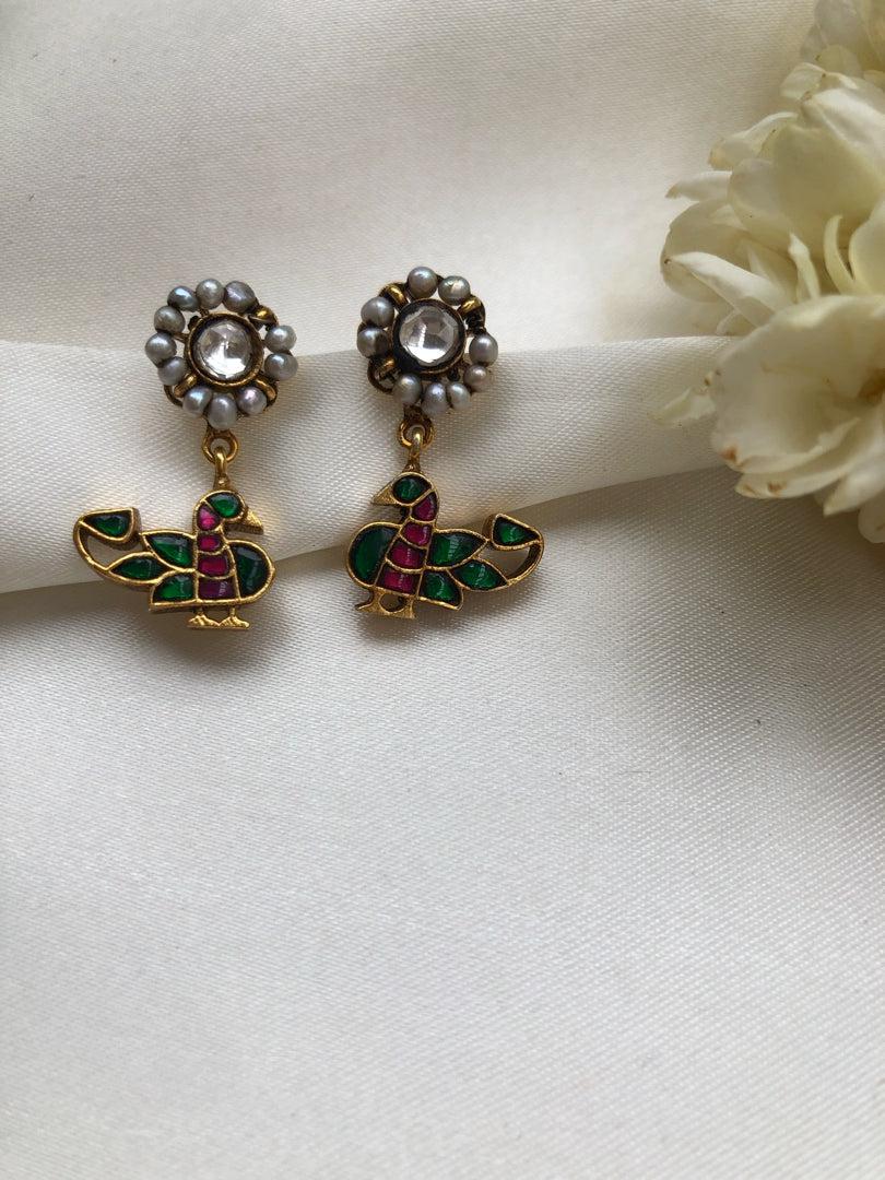 Antique style kundan earrings-Earrings-PL-House of Taamara