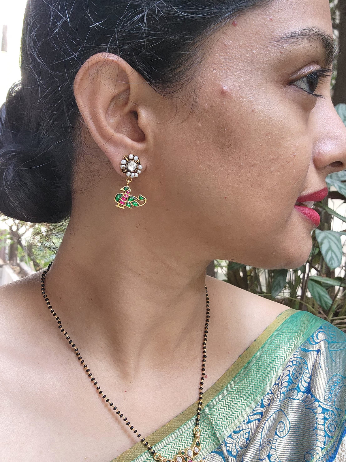 Antique style kundan earrings-Earrings-PL-House of Taamara