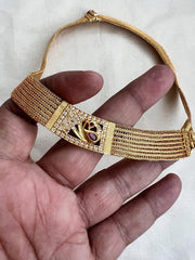 Antique style mesh necklace with peacock-Silver Neckpiece-CI-House of Taamara