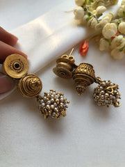 Antique style pearl bunch earrings-Earrings-PL-House of Taamara