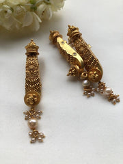 Antique style pendant with pearls bunch & earrings SET-Silver Neckpiece-PL-House of Taamara