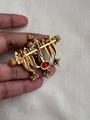 Antique style pendant with thodu & coral with pearls bunch-Silver Neckpiece-PL-House of Taamara
