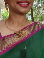 Antique style pendant with thodu & coral with pearls bunch-Silver Neckpiece-PL-House of Taamara
