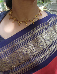 Antique style pieces with green & red stones-Silver Neckpiece-PL-House of Taamara
