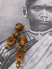 Antique style vintage inspired pieces, earrings with pearls bunch-Earrings-PL-House of Taamara