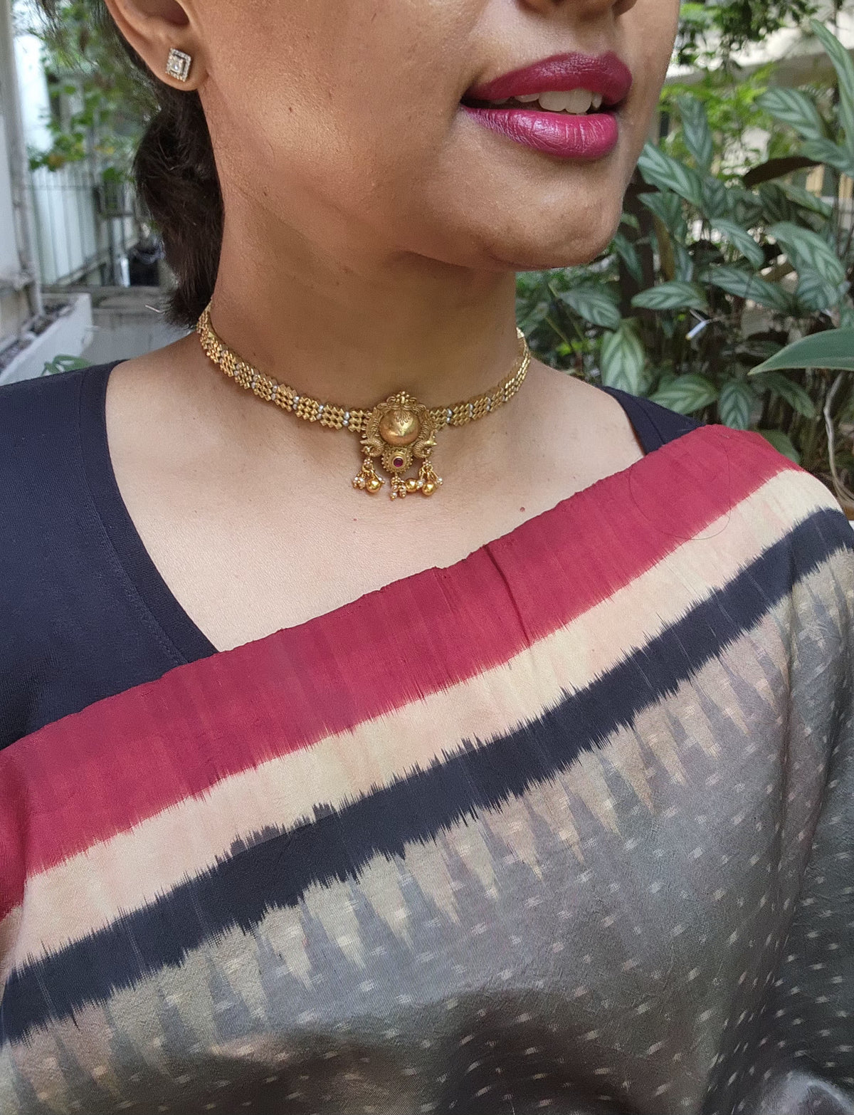 Antique vintage style choker with antique pearls-Silver Neckpiece-PL-House of Taamara